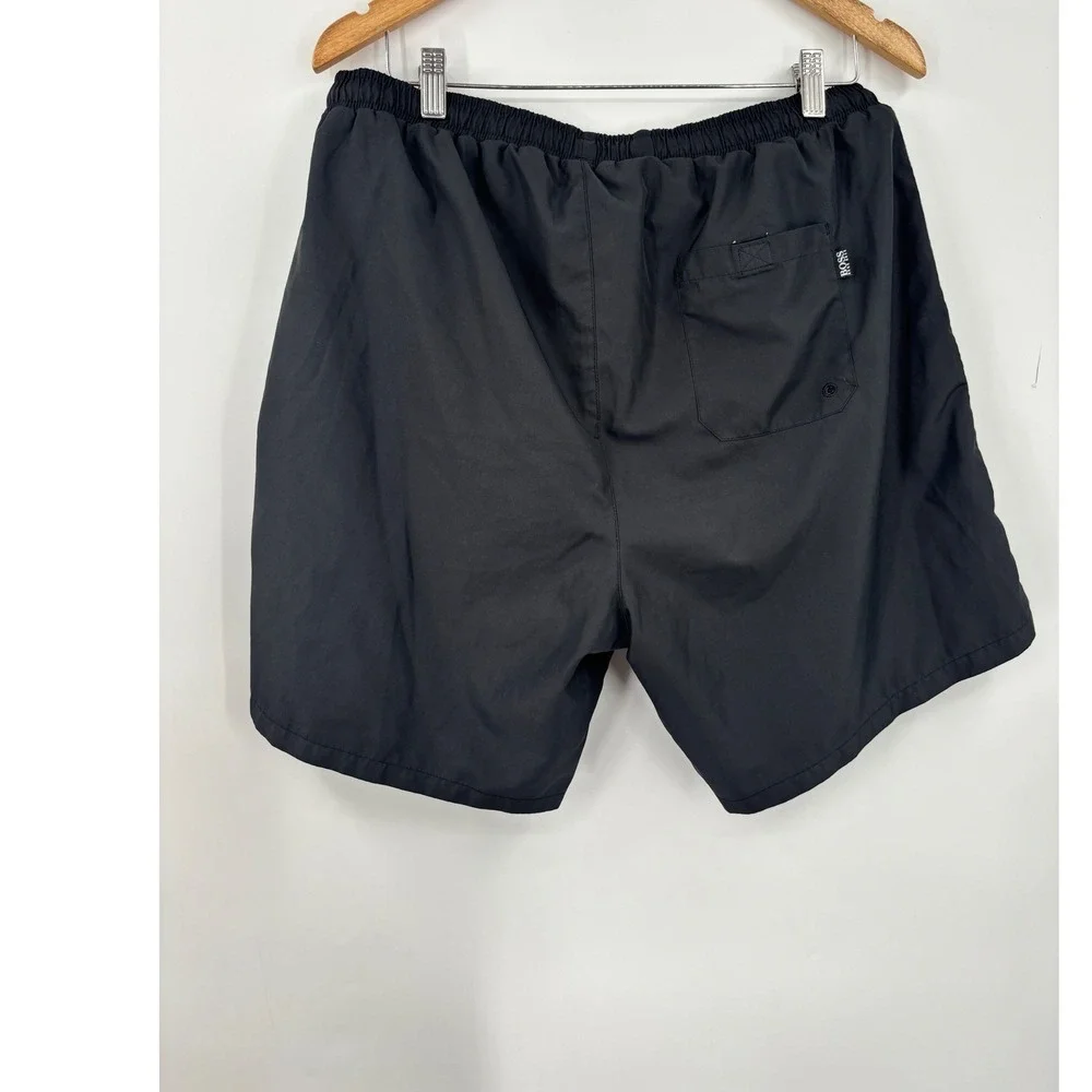 Hugo Boss Swim Shorts Mens XXL Black Silver Logo Stripe Trunks Beachwear‎